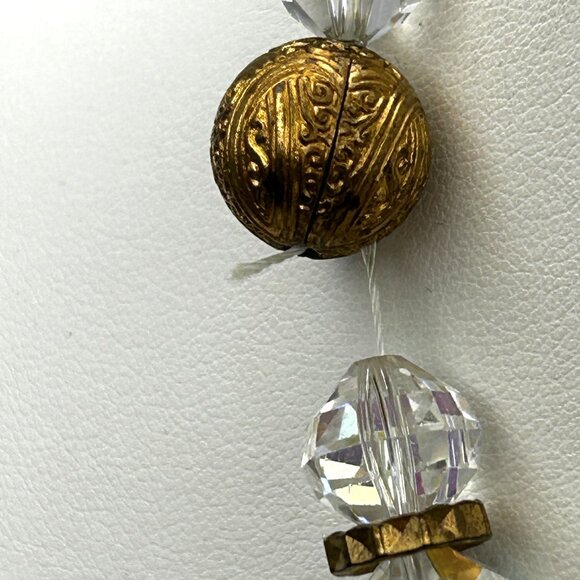 Vintage Czech Crystal Necklace Gold Tone Beads 14/20 GF Clasp 164 DRGM GES Mark - Picture 15 of 16